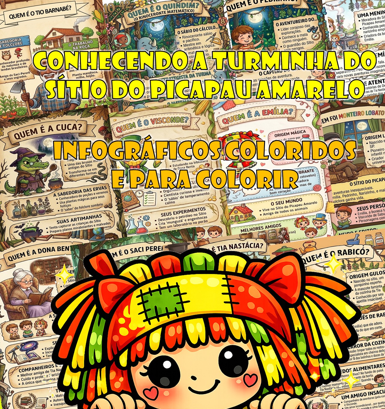 Conhecendo os Personagens do Sítio do Picapau Amarelo – Kit de Infográficos