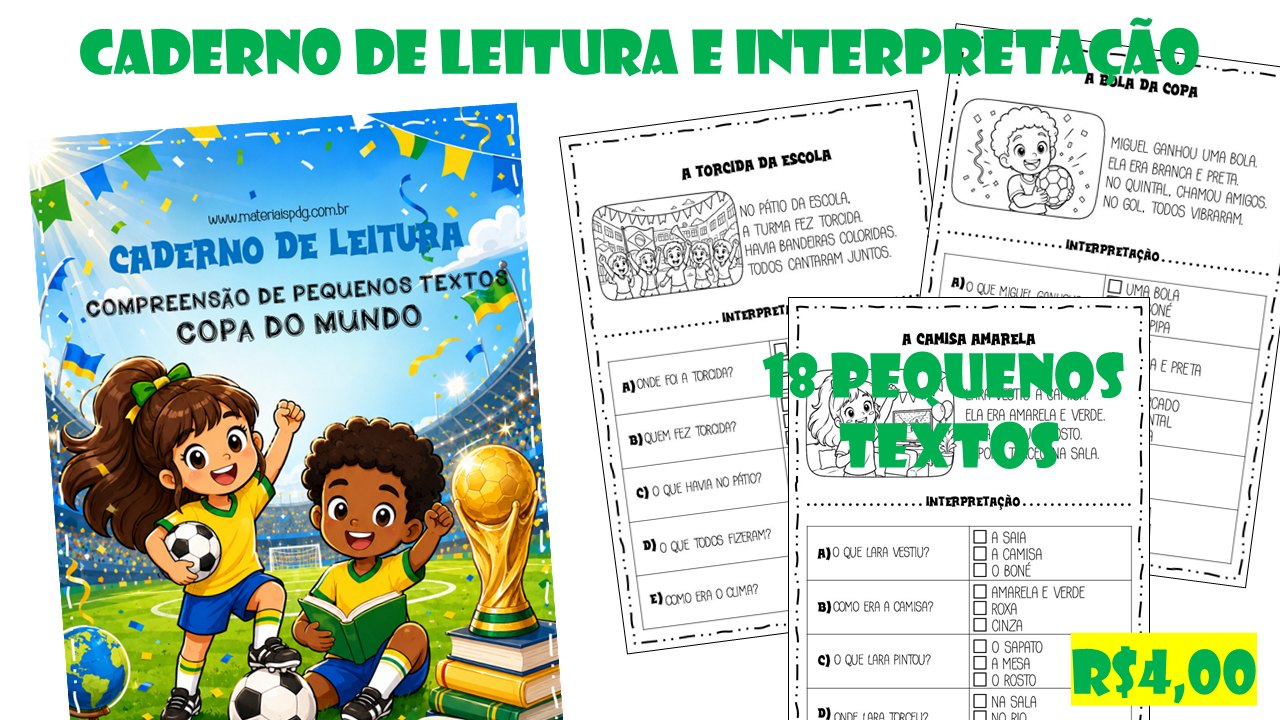 CADERNO DE LEITURA E INTERPRETAÇÃO DE PEQUENOS TEXTOS – COPA DO MUNDO