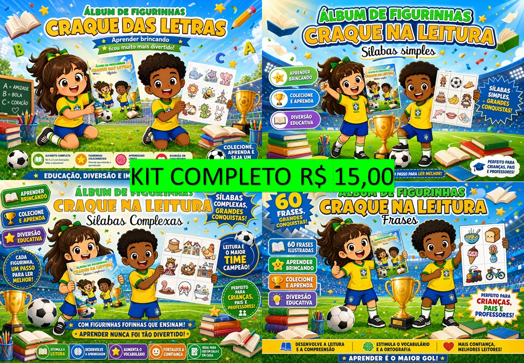 ⚽🏆 COLEÇÃO ÁLBUNS DE FIGURINHAS — CRAQUE NA LEITURA