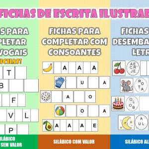 FICHAS DE ESCRITA ILUSTRADAS – 240 FICHAS PARA ALFABETIZAÇÃO