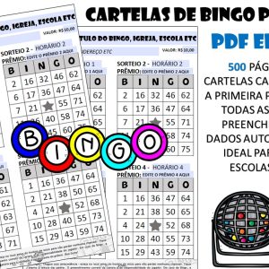 CARTELAS DE BINGO EDITÁVEIS EM PDF - 500 PÁGINAS