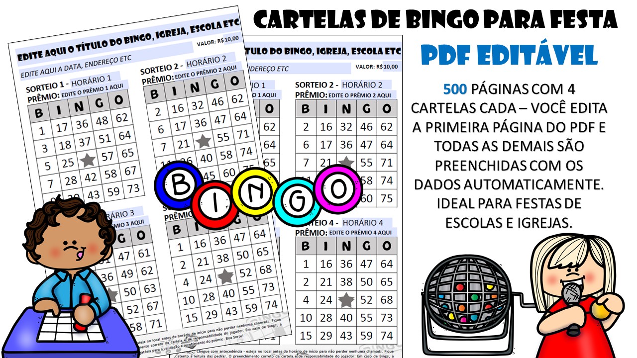 CARTELAS DE BINGO EDITÁVEIS EM PDF – 500 PÁGINAS
