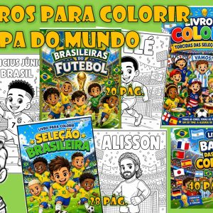 KIT DE LIVROS PARA COLORIR - COPA DO MUNDO