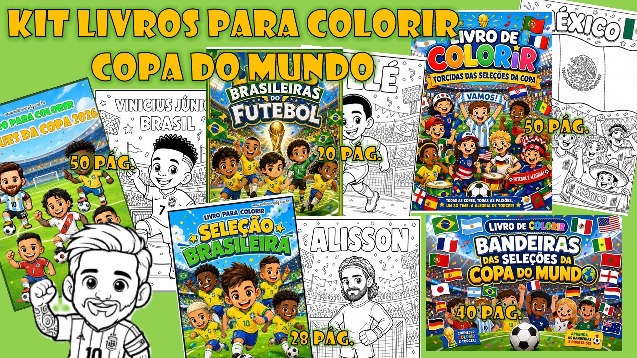 KIT DE LIVROS PARA COLORIR – COPA DO MUNDO