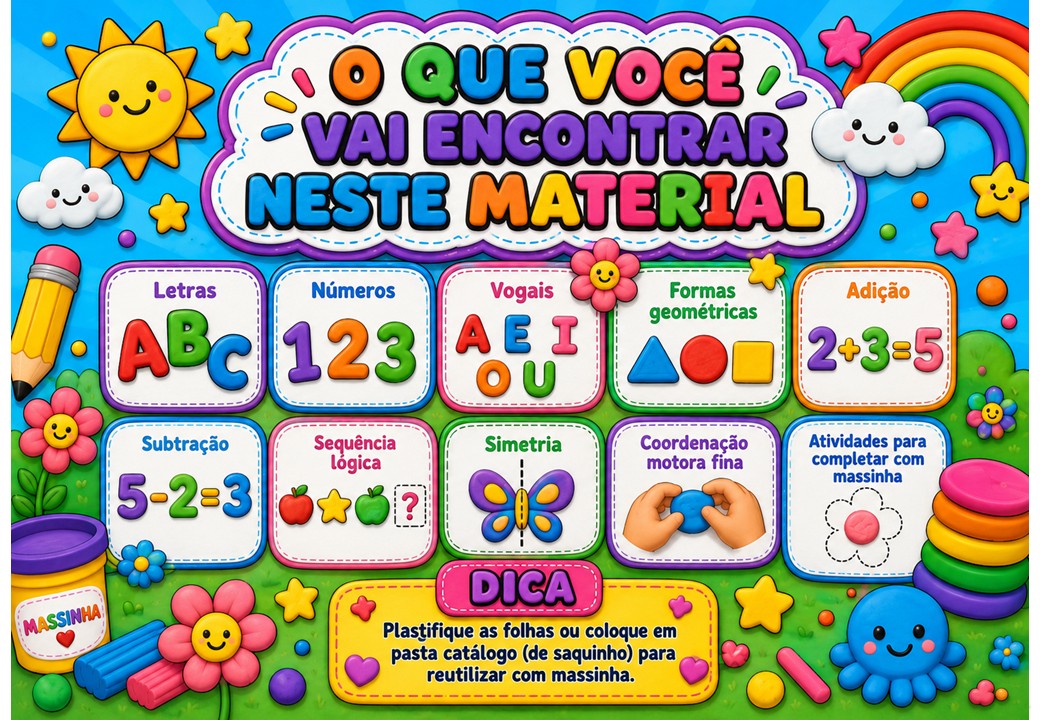 KIT COM 260 PRANCHAS DE ATIVIDADES COM MASSINHA - Imagem 2
