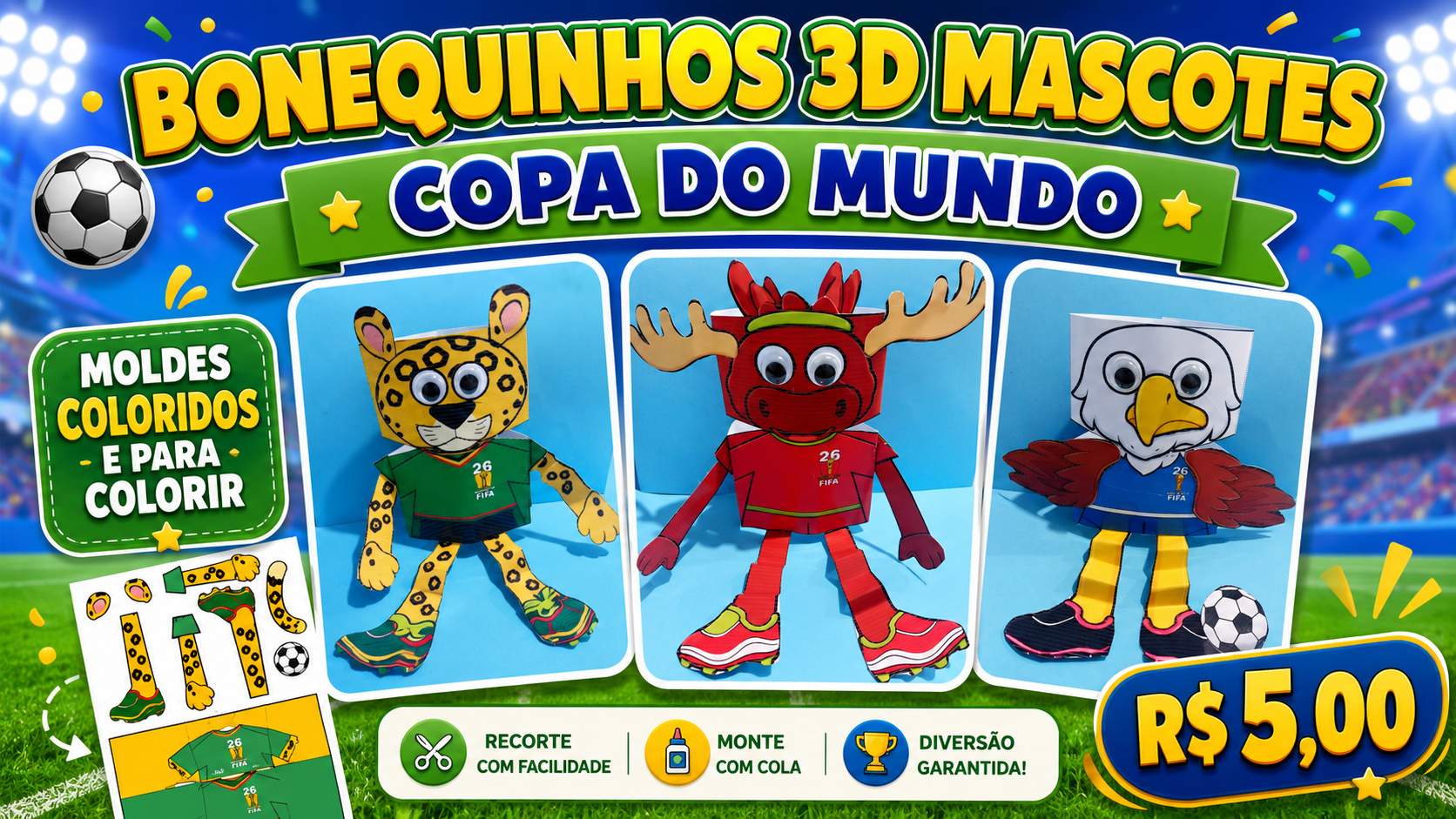 BONEQUINHOS 3D – MASCOTES COPA DO MUNDO