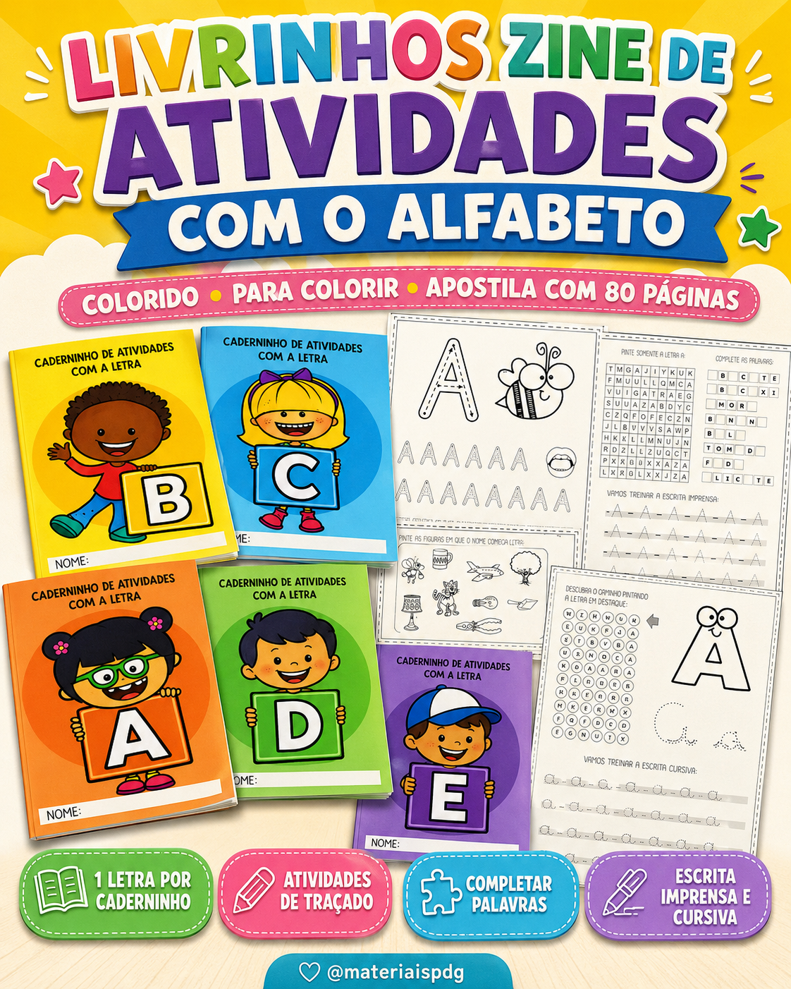 LIVRINHOS ZINE + APOSTILA DE ATIVIDADES COM ALFABETO