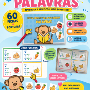 📚 Fichas de Leitura Progressiva de Palavras - 60 fichas + ponteiras