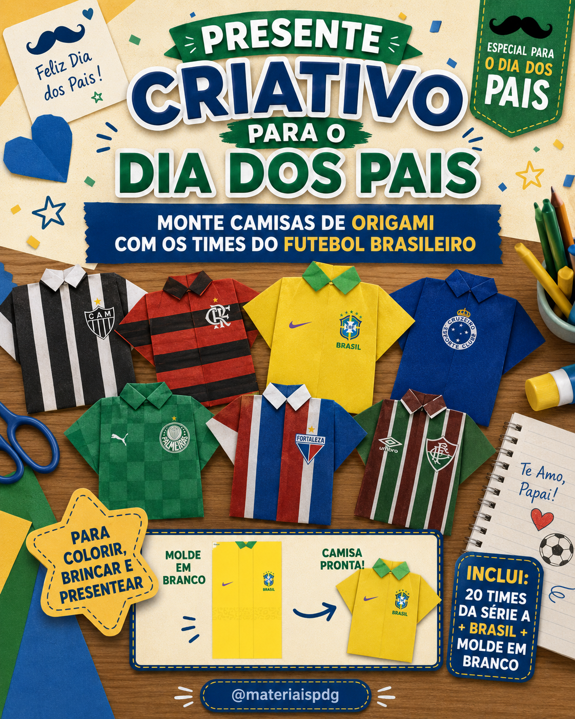 Origami Camisas dos Times do Futebol - Dia dos Pais - Imagem 2