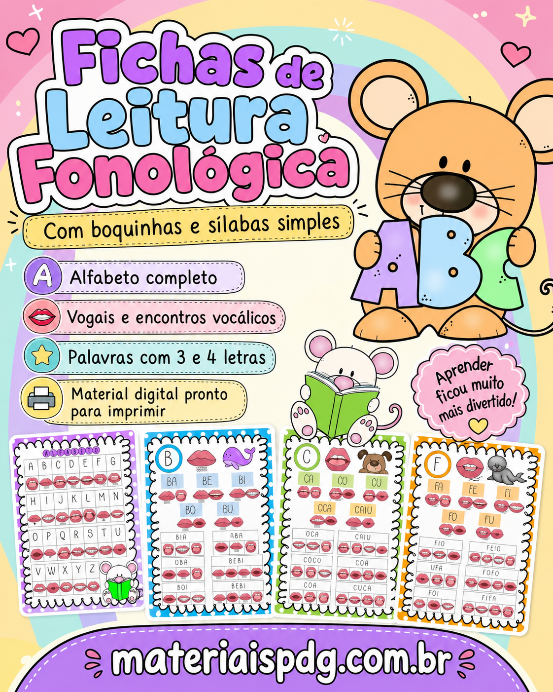 Fichas de Leitura Fonológicas – Sílabas Simples
