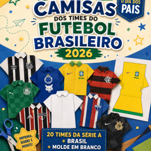 Origami Camisas dos Times do Futebol - Dia dos Pais
