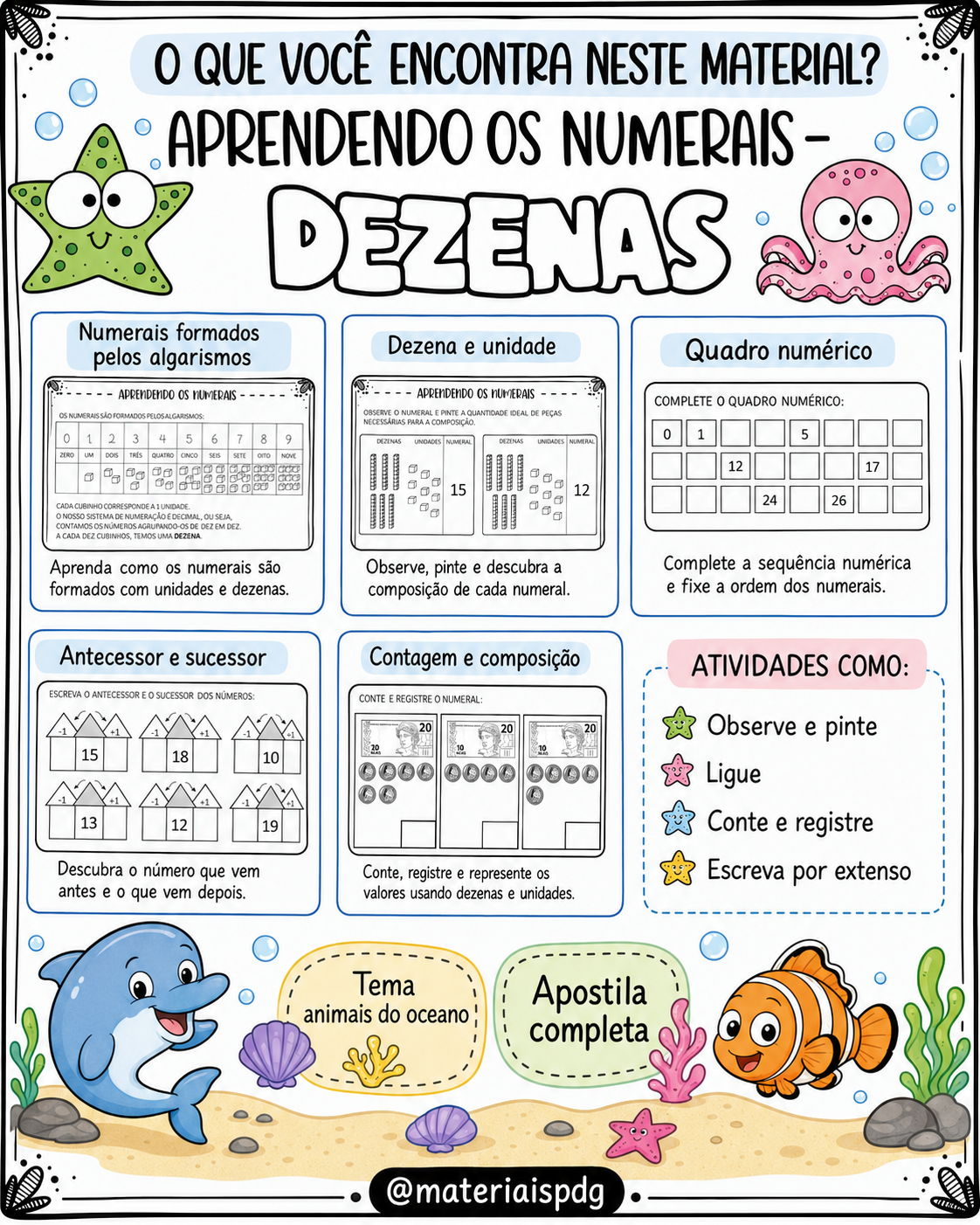 APOSTILA- APRENDENDO OS NUMERAIS - DEZENAS - Imagem 3