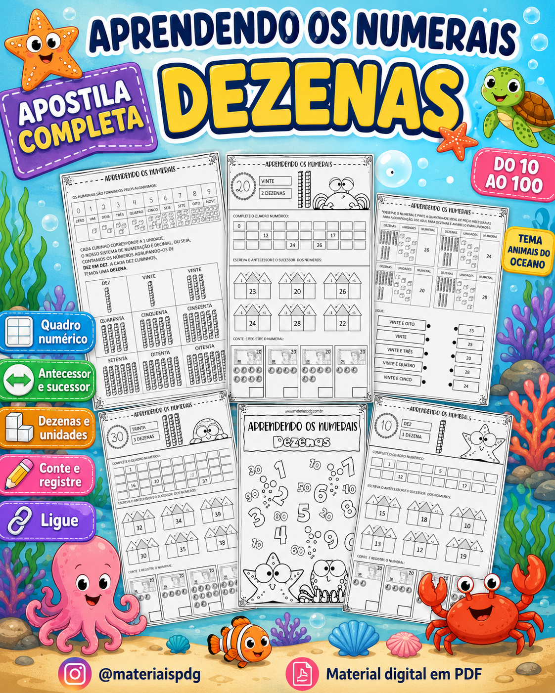 APOSTILA- APRENDENDO OS NUMERAIS - DEZENAS - Imagem 2