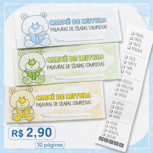 CARNÊ DE LEITURA - PALAVRAS DE SÍLABAS COMPLEXAS