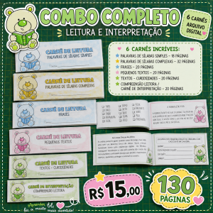 COMBO COMPLETO — 6 CARNÊS DE LEITURA