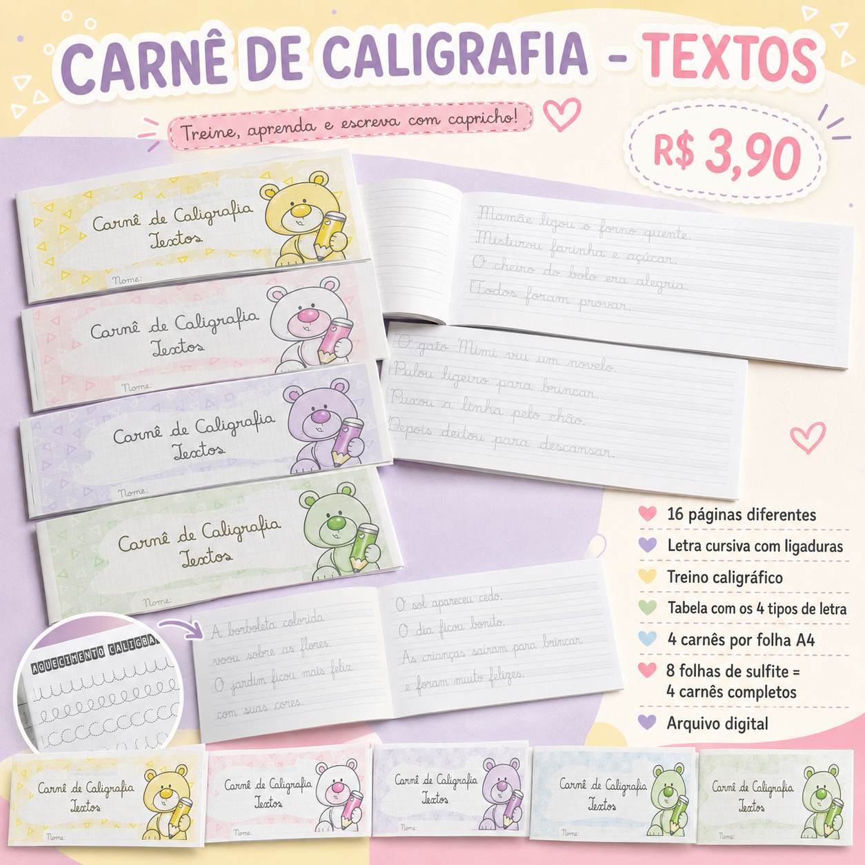 CARNÊ DE CALIGRAFIA - TEXTOS - Imagem 2